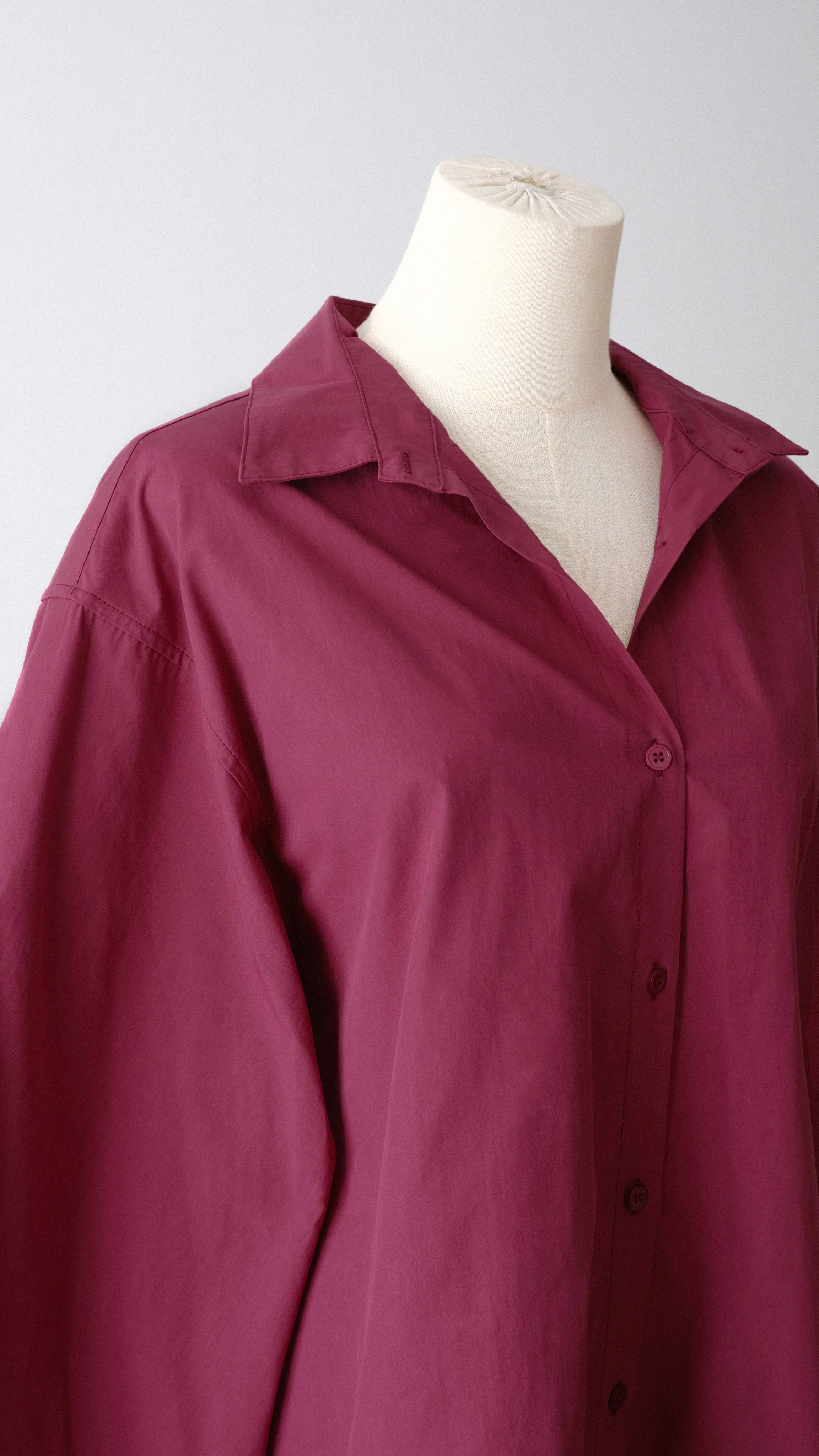 Shirt flared sleeves — Burgundy - Image 4