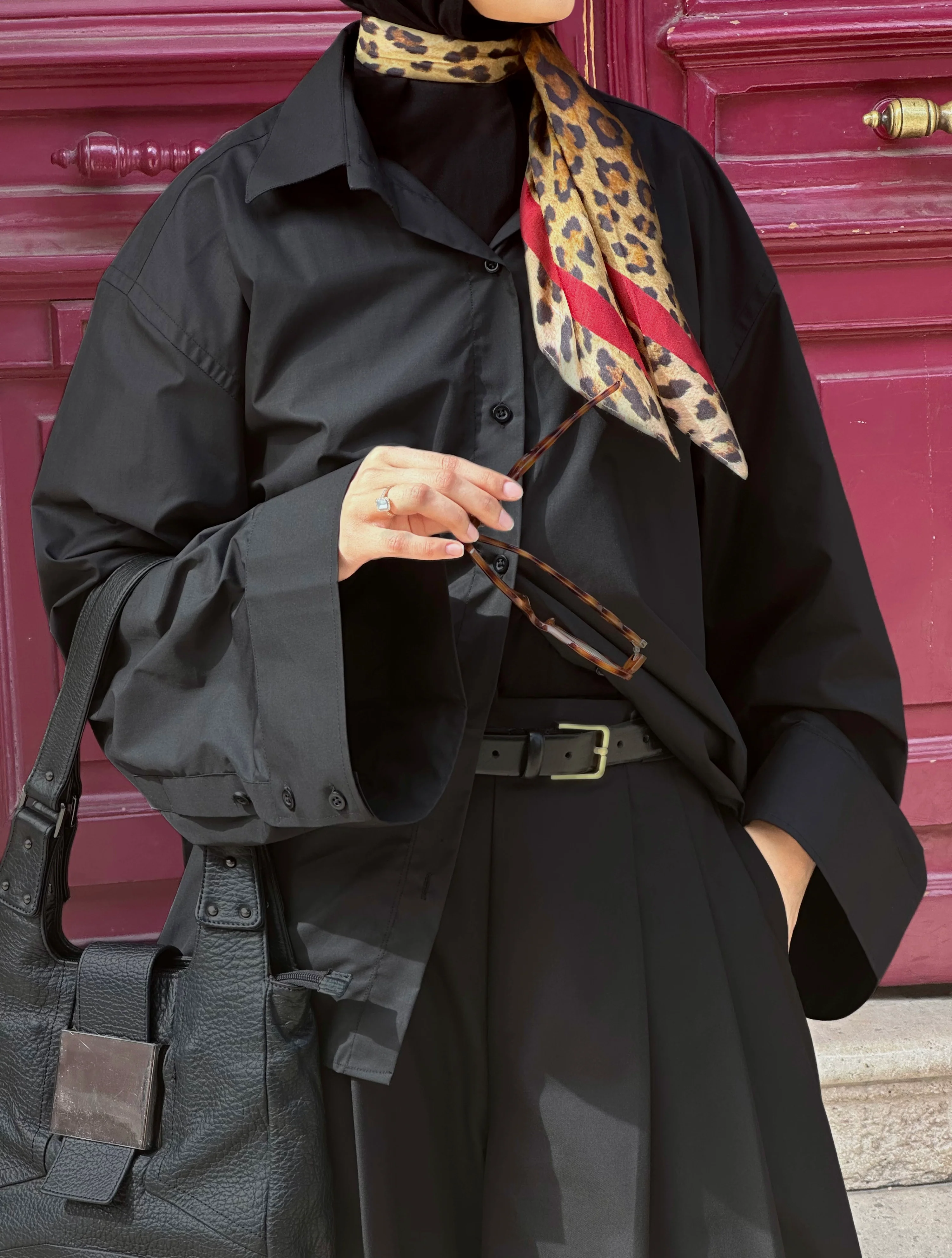 Shirt flared sleeves — Black - Image 4