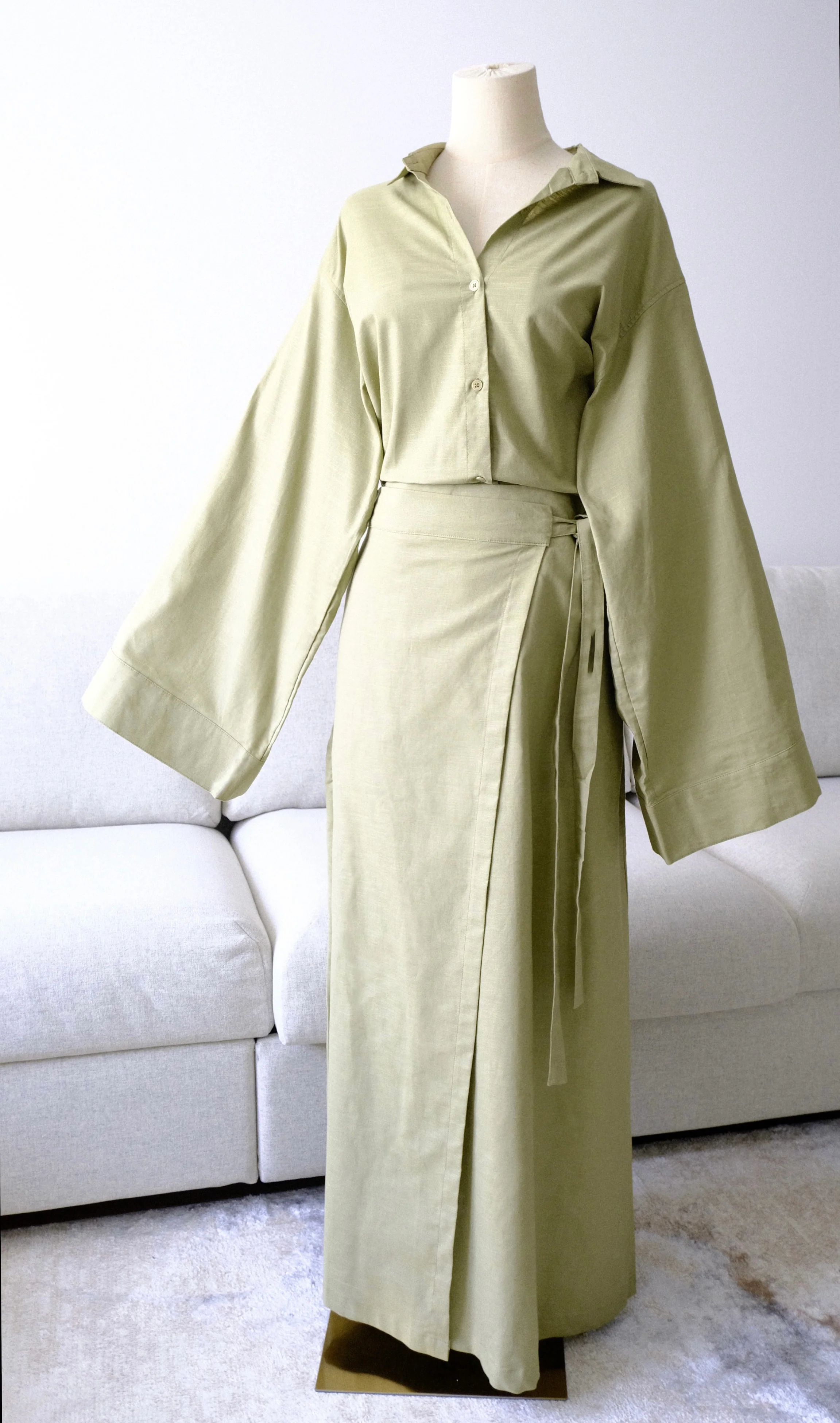 Jupe en lin — Vert sauge - Image 4